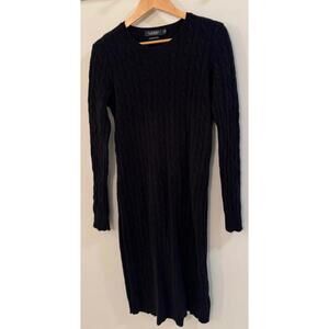 Lauren Ralph Lauren Women's Black Cashmere Blend Long Sleeve Dress Size Large